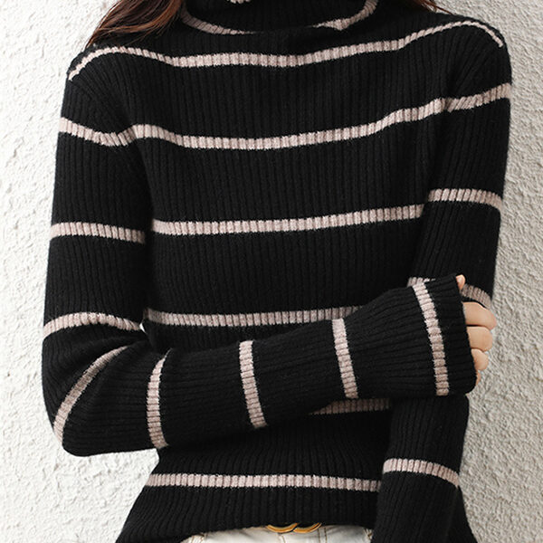 SkuCY-!112242MaterialWool StyleSkinny FeatureStriped NecklineHigh-neck OccasionCasual