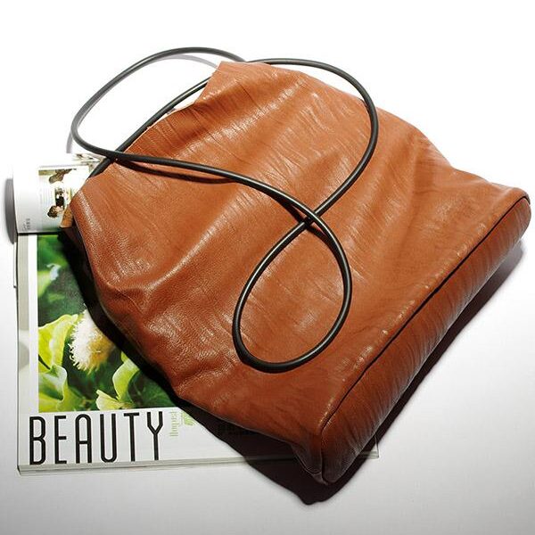 Retro Ruffled Single-shoulder Bag BROWN-FREE SIZE Sku CY-!24053 Material Cow Leather Occasion Going out