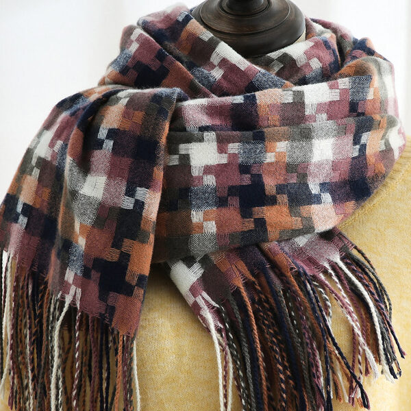 Fashion Warm Tasseled Checkered Shawl&Scarf PURPLE-One_size SkuCY-!111884MaterialImitation Cashmere FeatureTasseled
