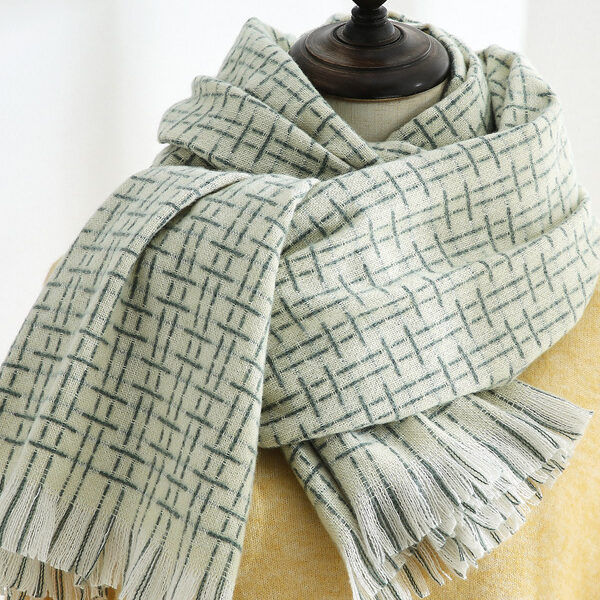 Casual Tasseled Checkered Shawl&Scarf GREEN-One_size SkuCY-!111883MaterialImitation Cashmere FeatureTasseled
