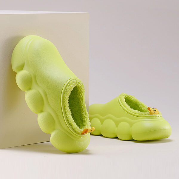 Home Wear Non-Slip Keep Warm Velvet Waterproof Solid Color Slippers LIGHT GREEN-38-39 SkuCY-!111393Material EVA