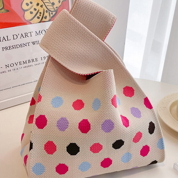Polka Dot Multi-Colored Woven Handbag Bags APRICOT-One_size SkuCY-!115305MaterialPolyester FeatureMulti-Colored