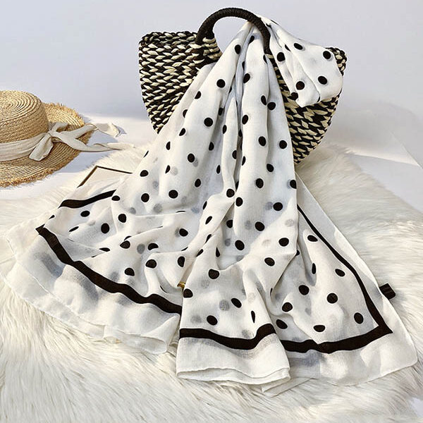 Polka-Dot Ramie Cotton Scarf WHITE-FREE SIZE SkuCY-!97349MaterialRamie Cotton FeaturePolka-dot