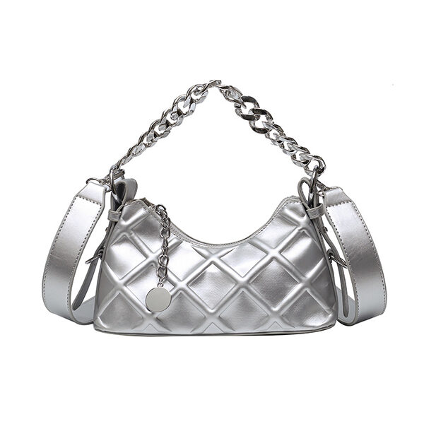 PU Chains Shiny Shoulder Bag Handbag SILVER-One_size SkuCY-!115371MaterialPU LiningPolyester