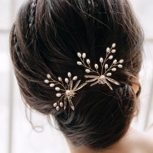 AW 2PCS Pearly Bridal Hair Pins