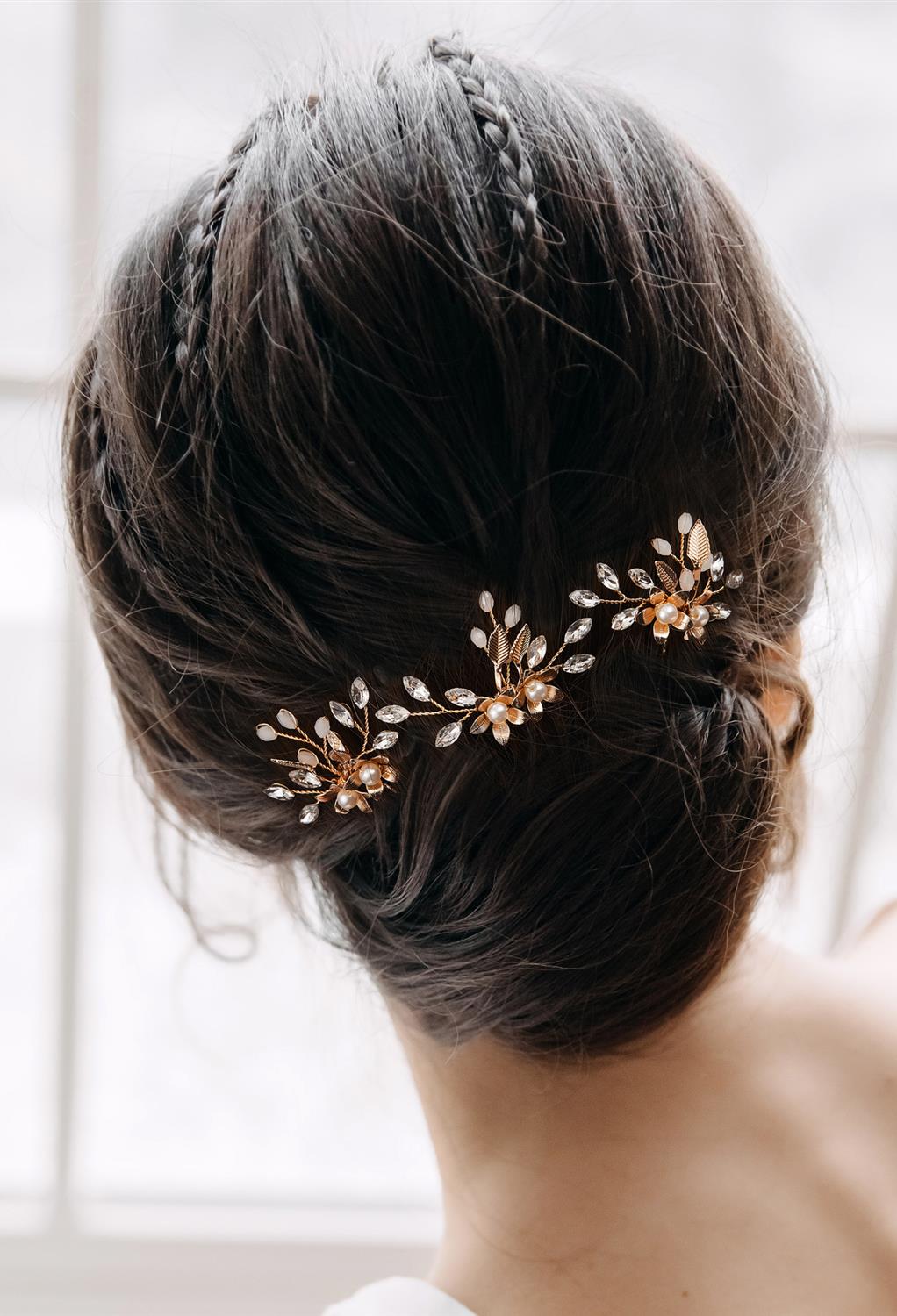 AW 3PCS Pearly Crystal Hair Pins