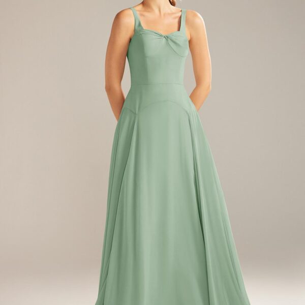 chiffon-made gown with a built-in bra