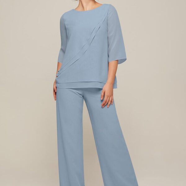 The Allison pantsuit is a flattering choice in outfit for a formal event or occasion. The wide flared legs of the pants are flattering and comfortable. Select your favorite color and add some great accessories. You'll fall in love with the casuall