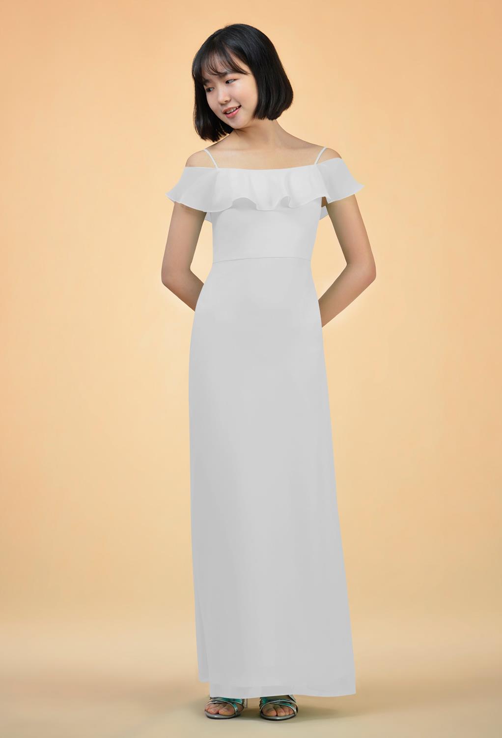 while the ankle length of the skirt is all at once flirty and elegant.