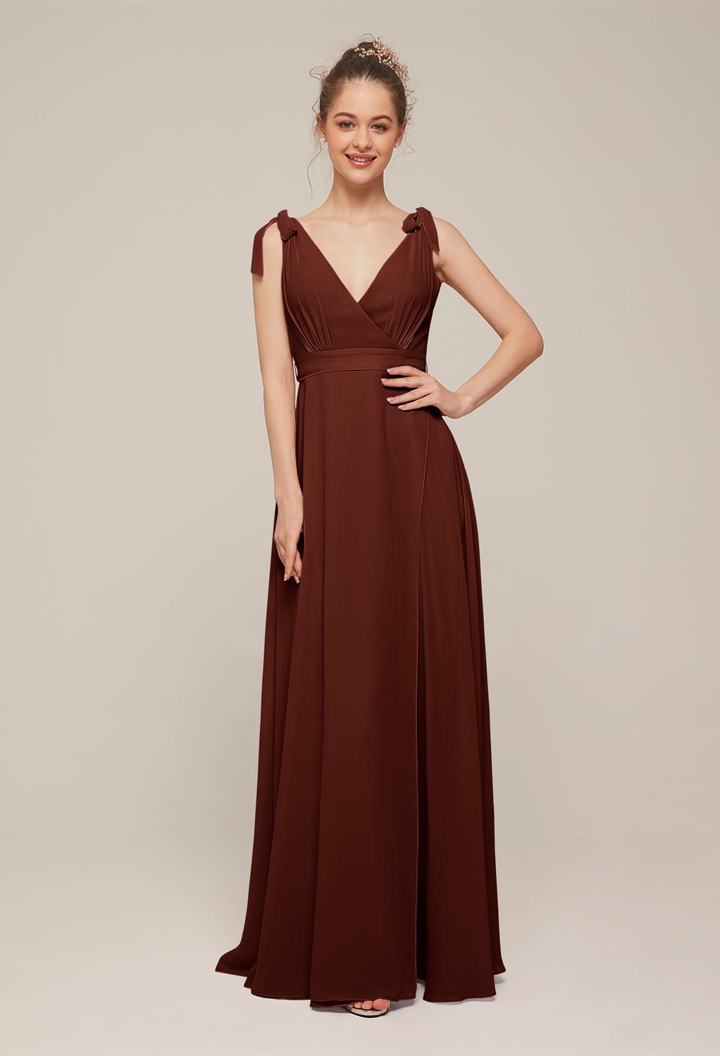 with its plunging neckline and floor-length elegance. The dress is available in a great selection of colors and sizes