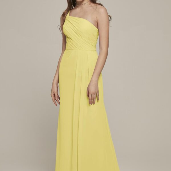 The off-the-shoulder elegance of the Elsbeth dress makes it a romantic choice for your next special event or occasion. The floor length skirt of the dress boasts delicate pleats that add to the movement of this graceful gown. Select your favorite color an
