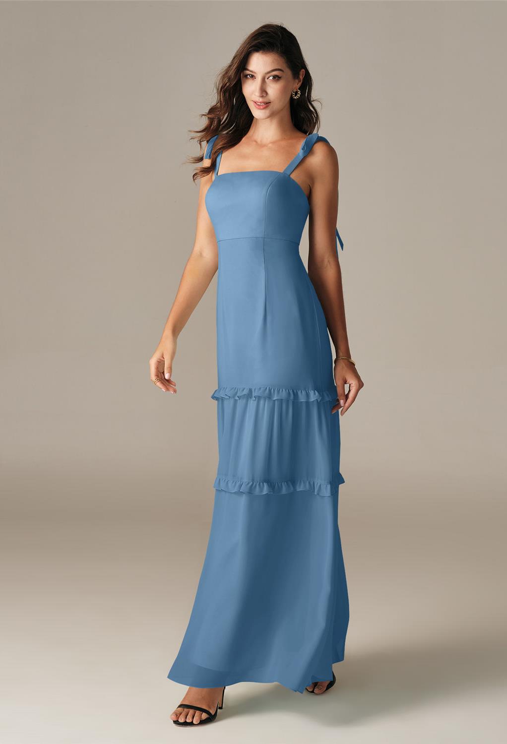 while the silk like satin offers the movement and elegance that you're looking for in a bridesmaid dress.The look of the dress almost