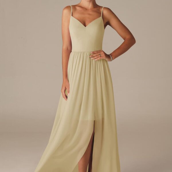 the Jeffrey gown is sure to impress.Layers of chiffon give you the floor length at the back