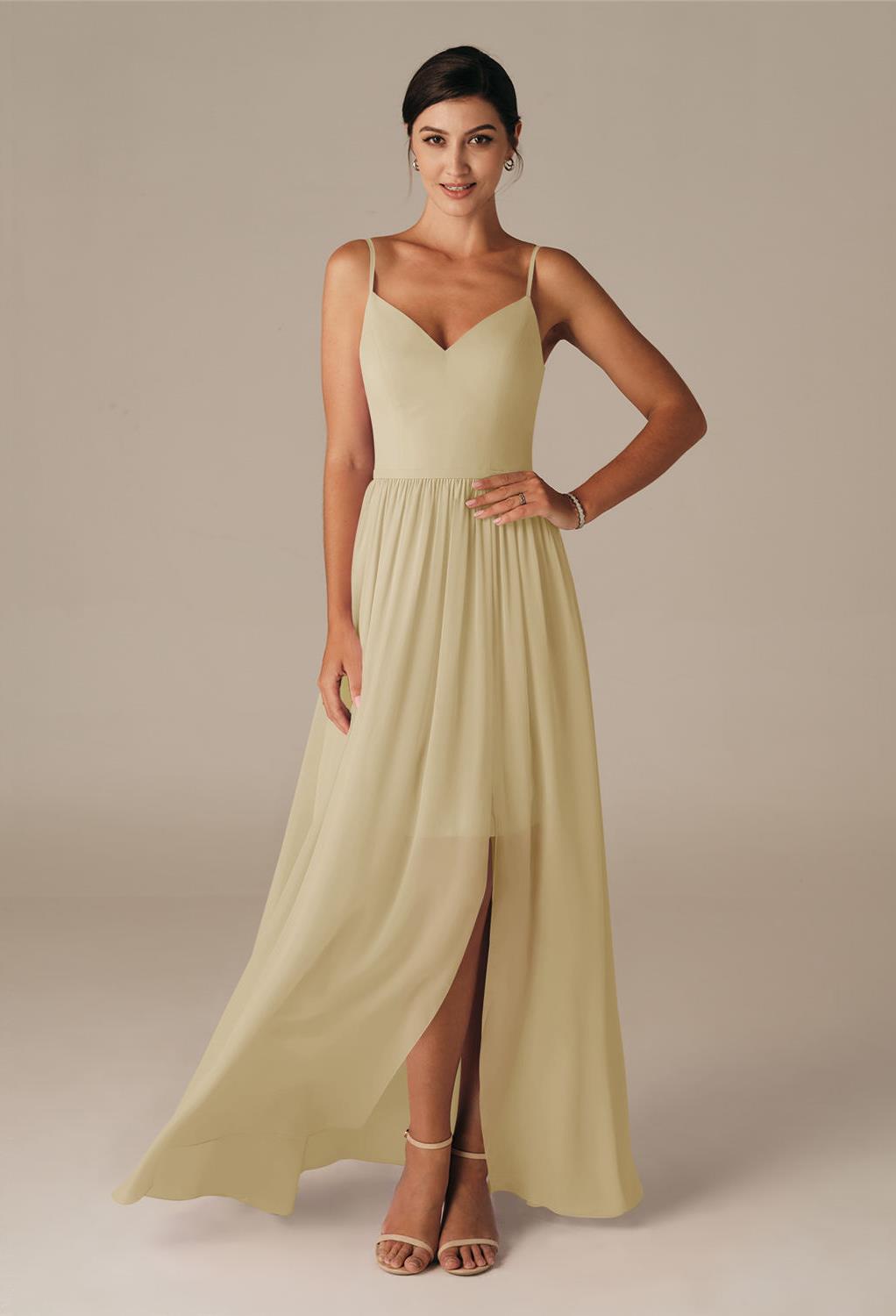 the Jeffrey gown is sure to impress.Layers of chiffon give you the floor length at the back