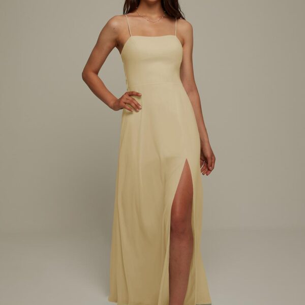 along with a daring high thigh split that shows off just enough of your toned legs as you walk and dance. Made from chiffon