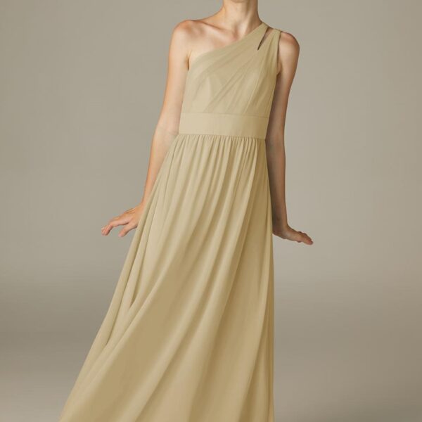 Keep the youngest members of your wedding party looking simply graceful and radiant.The Katafront dress is a flattering sleeveless dress in chiffon.The dress features one strap that offers a romantic Greek inspired design.The pretty floor length skirt of