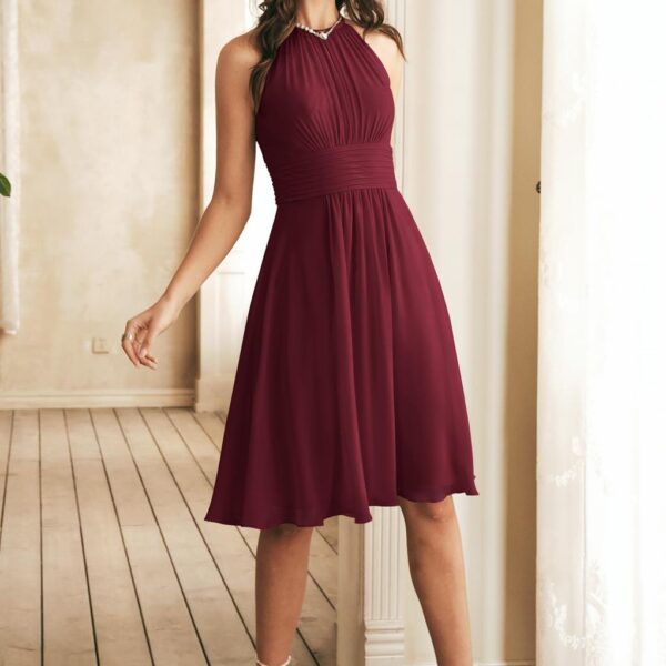 the Keziah dress is a romantic choice for todayu2019s trendy bridesmaid. The knee-length is flirty and charming and will give you the movement you want with every step that you take. The bared shoulders look is a