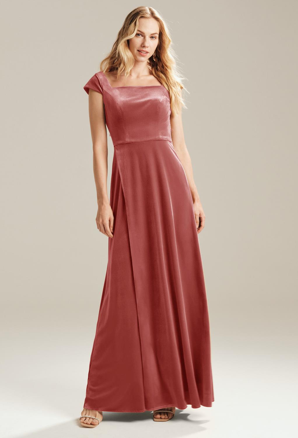 you will dazzle and charm when you stand next to the bride on her most romantic day. The neckline of the dress is flattering and will provide a great frame for