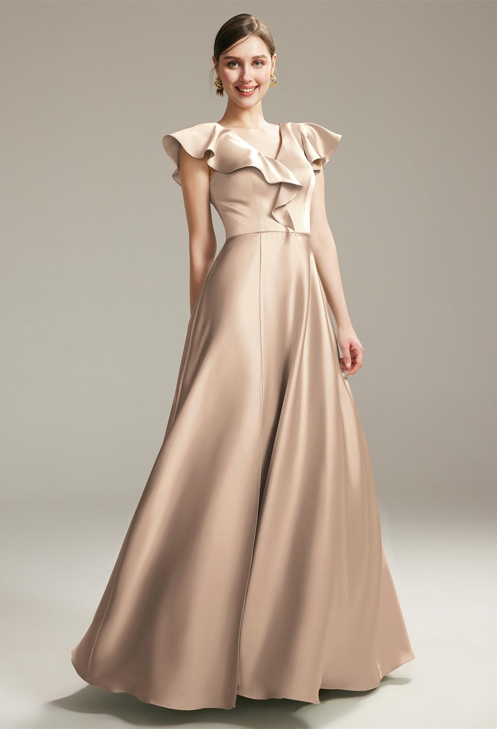 enhancing the overall look of any bridesmaid. The design features a butterfly sleeve