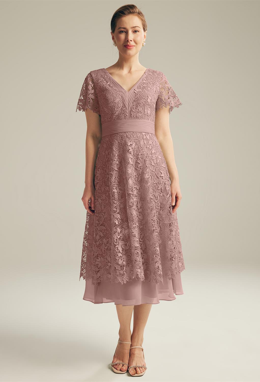 then AW Meryl is an option to try. The dress is made from high-quality lace. It is designed with V-neckline and short sleeves and strapless. Carefully lined with an in-built bra and A-line silhouette that gives you the
