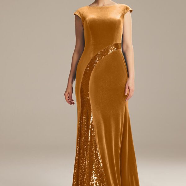 AW Papaya dress is a chic and glamorous velvet dress for moms. A dress was full of royal aura and fine luxury. This exquisite evening wear is embellished with sparkling sequin embellishment across its body for a glamorous spice. It is a floor length dress