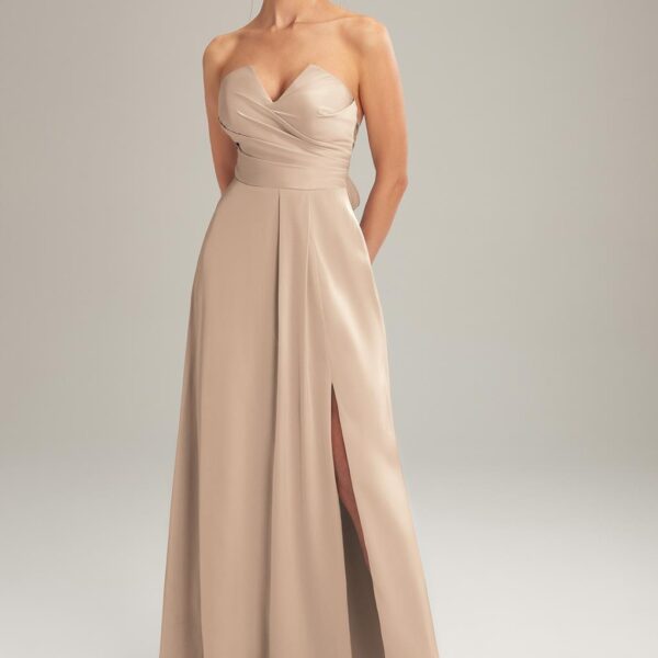 this royal-themed or garden wedding bridesmaid dress is a stunning blend of super-stylish and romantic. Cut from satin charmeuse
