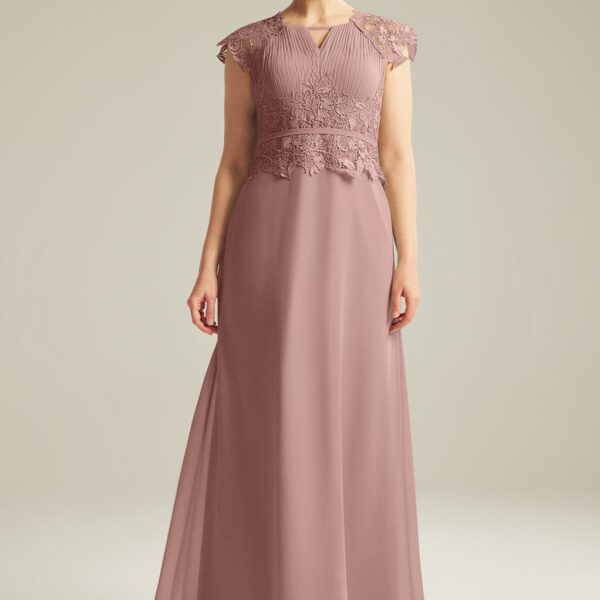 Grace that event with the stylish Aw Rhea dress made of high-quality chiffon fabric. The dress brings out elegance from simplicity. Made with the A-line body outline with the jewel neckline to make it gorgeous. The long dress has cap sleeve features and i