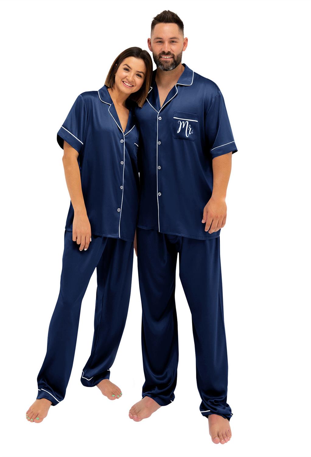these pajamas offer comfort and style for both partners. Perfect for a cozy night in