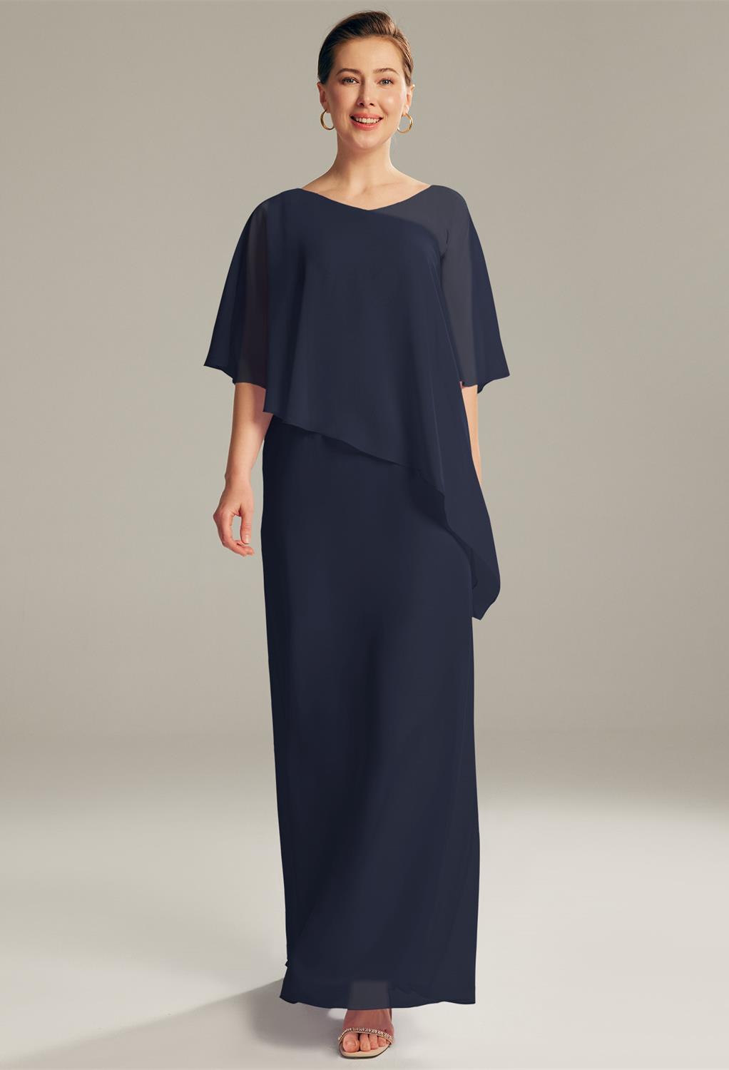 with an A-line silhouette that you'll love.The dress boasts a loose flattering fit that will a romantic elegance to the dress.It is a lovely choice in mother of the bride dress.Pick o