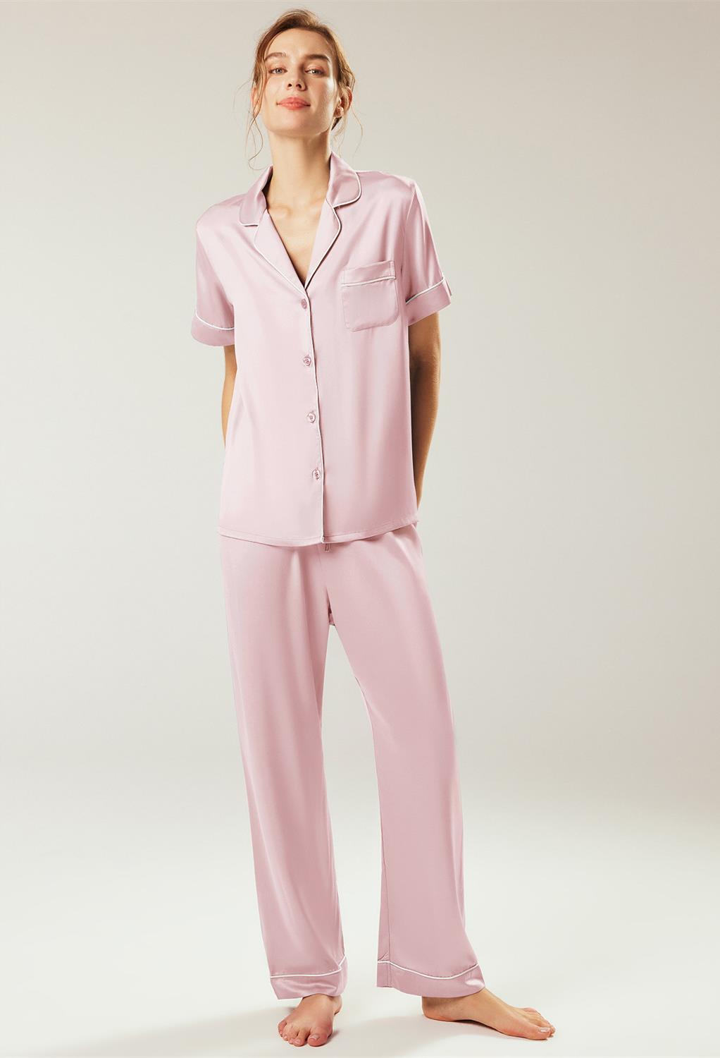 this set features a sleek design perfect for lounging or sleep. Indulge in the silky feel and elevate your relaxation routine with this elegant ensemble.