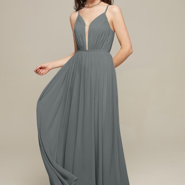 The A-line design of the Yvette dress makes it a flattering choice for any lady. The pleats and plunging neckline combine with the thigh-length split to add a romantic charm that you'll completely fall in love with. The dress is offered in a numbe