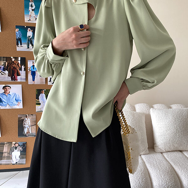 SkuCY-!110945MaterialSatin StylePuff Sleeves FeatureHollow