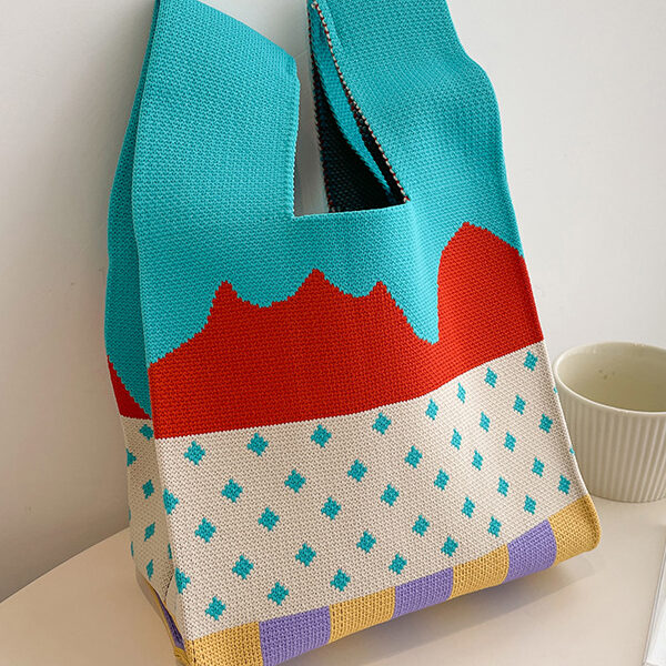 Polka-Dot Multi-Colored Checkerboard Woven Handbag Bags BLUE-One_size SkuCY-!115307MaterialPolyester FeatureCheckerboard