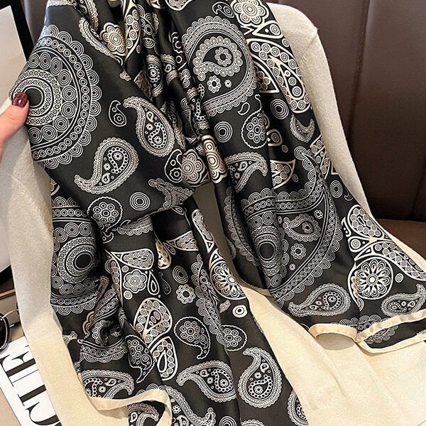 Chic Printed Silk Imitation Warm Shawl&Scarf BLACK-One_size SkuCY-!111505MaterialSilk Imitation