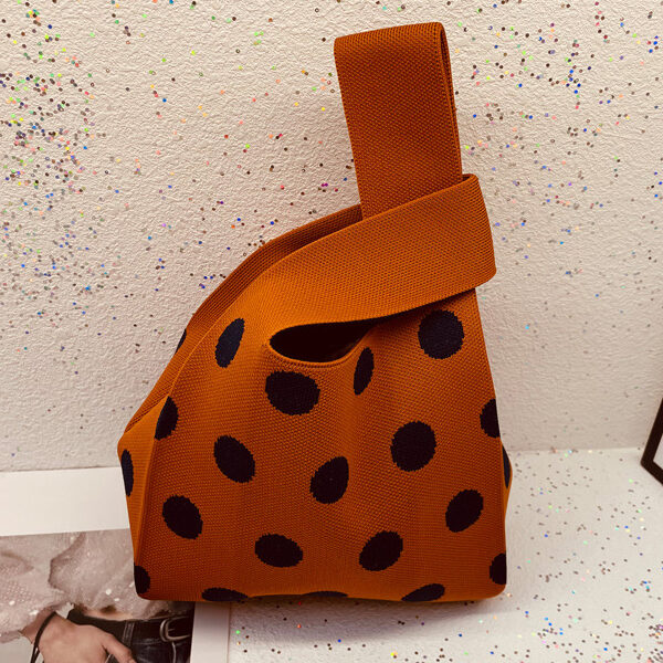 Polka-Dot Contrast Color Woven Handbag Bags Accessories CARAMEL-One_size SkuCY-!116625MaterialPolyester LiningPolyester FeatureContrast Color