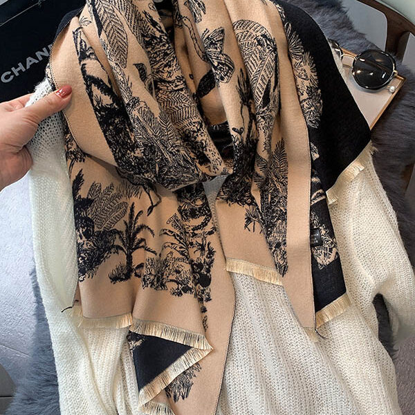 Imitation Cashmere Shawl Printed Warm Scarf BLACK-FREE SIZE SkuCY-!69986MaterialImitated Cashmere StylePlus Size FeaturePrinted OccasionGoing out