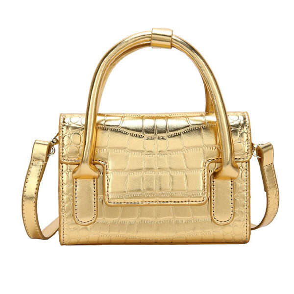 PU Solid Color Shiny Shoulder Bag Handbag GOLD-One_size SkuCY-!115373MaterialPU LiningPolyester