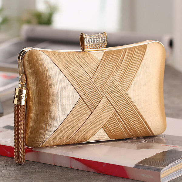 Simple Evening Rhinestone Tasseled Handbag DEEP APRICOT-One_size SkuCY-!105218MaterialRhinestone