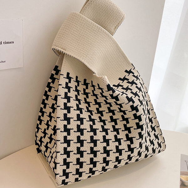 Houndstooth Handbags Bags APRICOT-One_size SkuCY-!115306MaterialPolyester FeatureHoundstooth OccasionGoing out