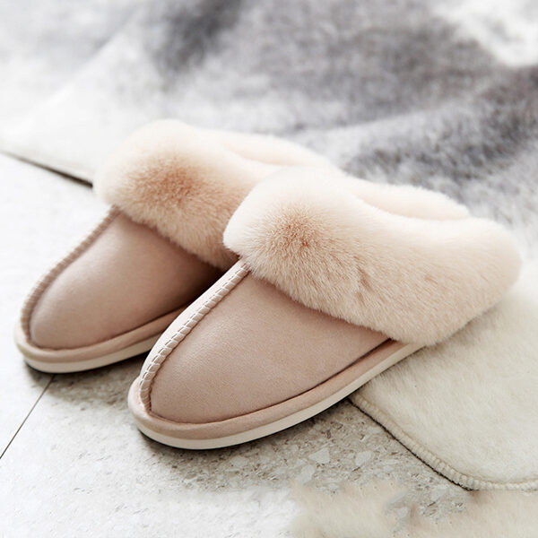 Indoor Warm Faux Fur Non-Slip Keep Warm Slippers CREAMY-40-41 SkuCY-!110279MaterialSuede