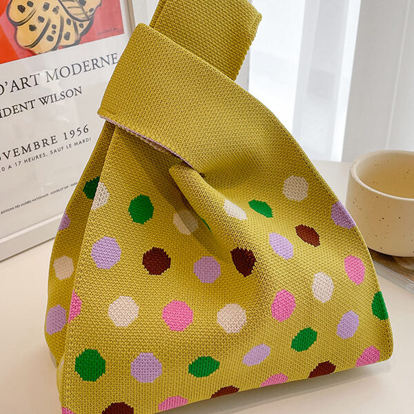 Polka Dot Multi-Colored Woven Handbag Bags YELLOW-One_size SkuCY-!115305MaterialPolyester FeatureMulti-Colored