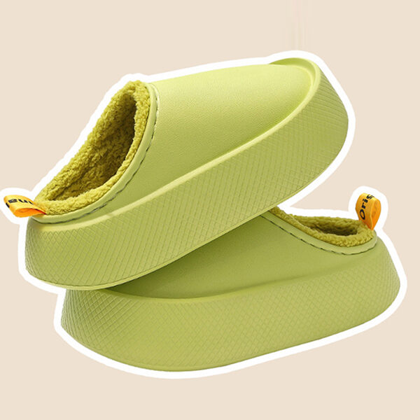 Home Non-Slip Keep Warm Velvet Waterproof Solid Color Slippers GREEN-38-39 SkuCY-!111394Material EVA