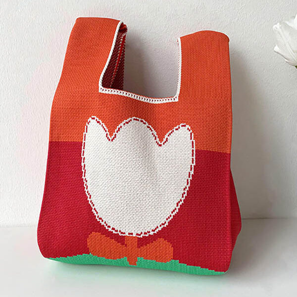 Contrast Color Flower Knitting Bags Accessories ORANGE-One_size SkuCY-!114783MaterialDacron