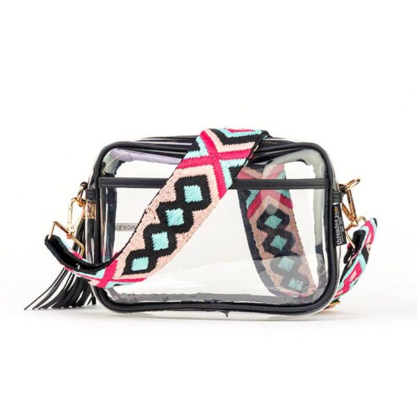 Now you can build your perfect clear bag! Pick your favorite color bag and then pick your favorite style strap to build the perfect bag. All straps are interchangeable!Our beautiful Courtney Crossbody from the Threaded Pear is now available in a clear! 