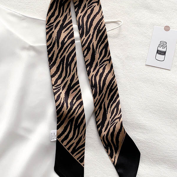 Stylish Zebra Printed Silk Scarf KHAKI-FREE SIZE SkuCY-!77477MaterialSilk Imitation FeatureZebra Printed