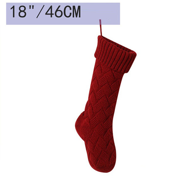 Jacquard Solid Color Christmas Socks Decoration Accessories PURPLISH RED-One_size SkuCY-!112155MaterialAcrylic