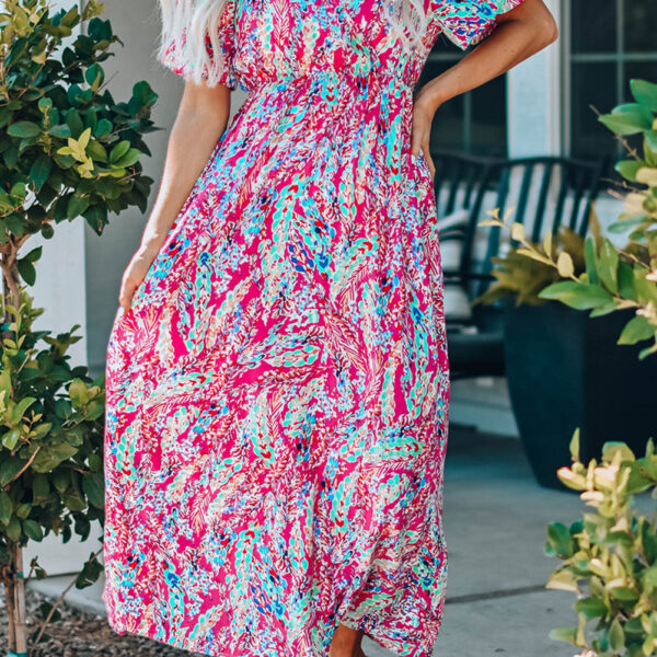 Rock this floral maxi dress with its wrap top