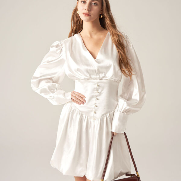 Fabric:This Satin Mini Dress is made of Polyester and Spandex. Polyester is an artificial fiber that feels soft