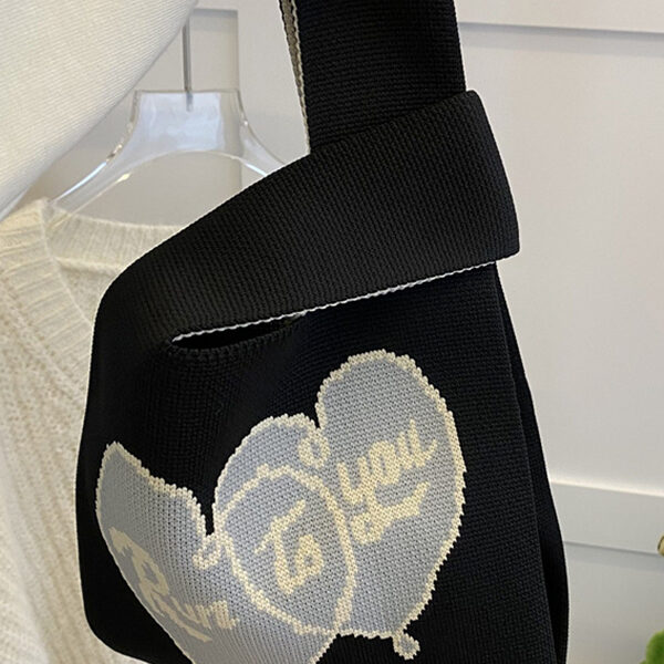 Heart Print Woven Handbag Bags Accessories BLACK-One_size SkuCY-!116002MaterialPolyester FeatureHeart Print OccasionGoing out