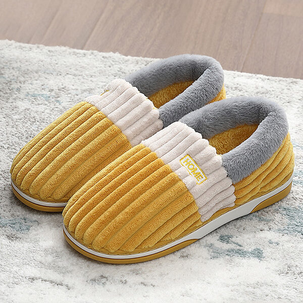 Home Wear Non-Slip Keep Warm Contrast Color Flat Shoes YELLOW-38-39 SkuCY-!111983MaterialTPR
